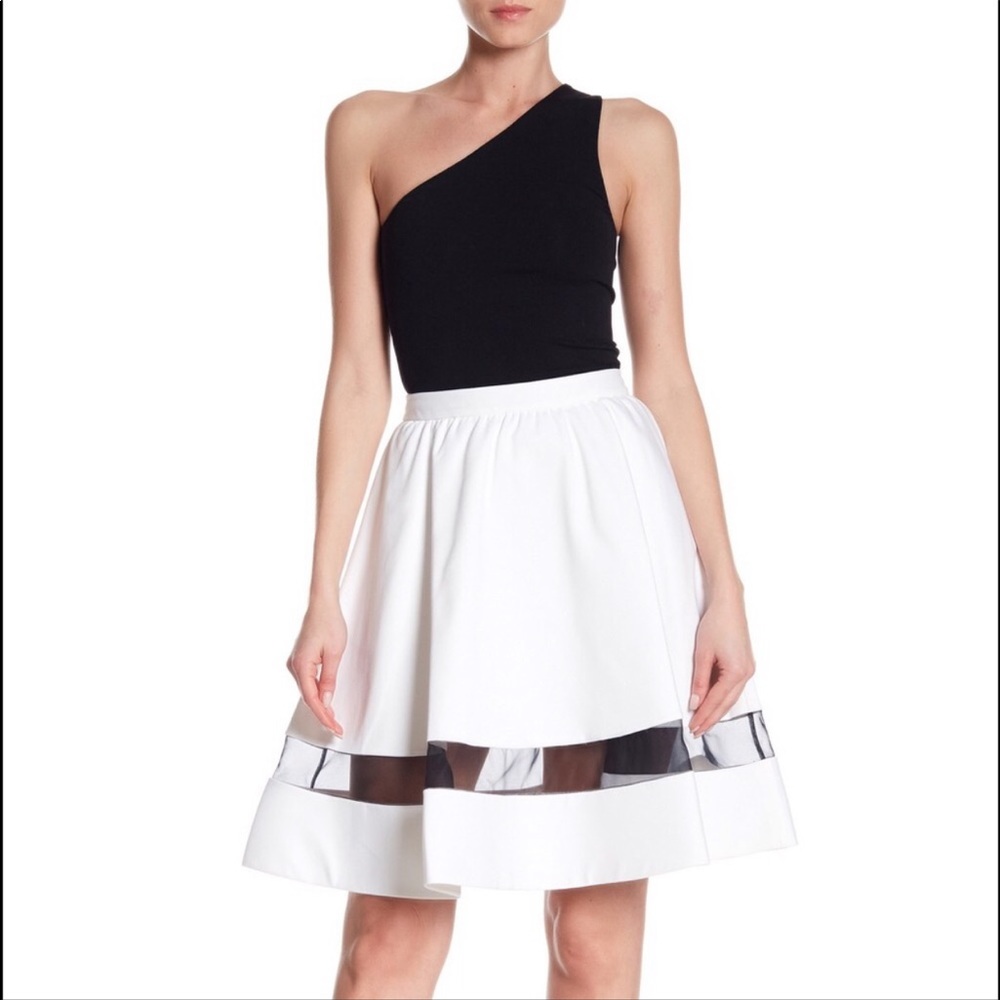 Alice+Olivia Lotus color block skater skirt